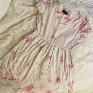 White And Pink Baby Doll Tie Dye Dress